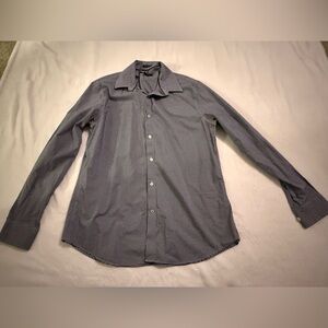 Tommy Hilfiger Navy Checkered Slim Fit Shirt Size L Neck 16.5”